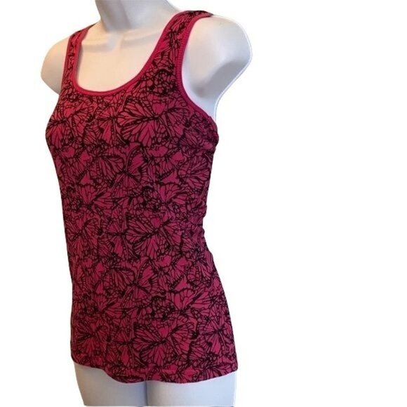 Miley Cyrus Tank Top Pink and Black Butterflies Junior Large - Picture 2 of 7